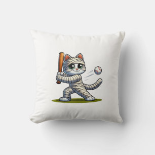 Mummy Cat Baseball Pumpkin Halloween. Tank Top Cushion