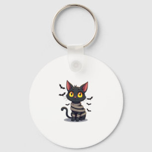 Mummy Cat Kitten Halloween Key Ring