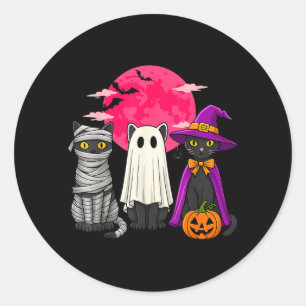 Mummy Cats Ghosts And Witches Spooky Halloween Classic Round Sticker