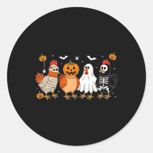 Mummy Chicken Skeleton Ghost Pumpkin Halloween Chi Classic Round Sticker