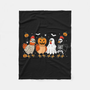 Mummy Chicken Skeleton Ghost Pumpkin Halloween Chi Fleece Blanket