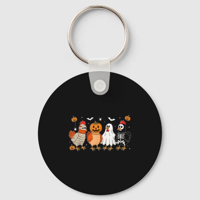 Mummy Chicken Skeleton Ghost Pumpkin Halloween Chi Key Ring (Front)