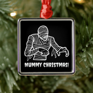 Mummy Christmas Spooky Horror Metal Ornament