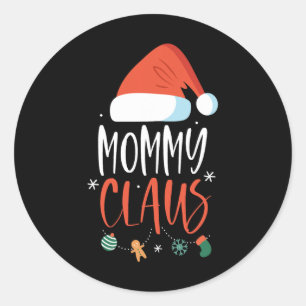 Mummy Claus Funny Family Christmas Couples Santa X Classic Round Sticker