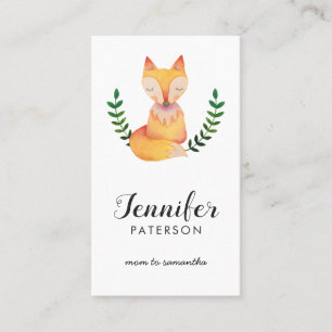 Mummy Contact Card Woodland Fox Watercolor