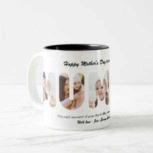 Mummy Custom Word Photo Collage Mother's Day Two-Tone Coffee Mug
