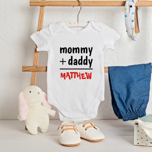 Mummy Daddy Baby Boy Name Red Text Baby Shower Baby Bodysuit