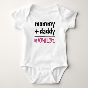 Mummy Daddy Baby Girl Name Pink Text Baby Shower Bodysuit