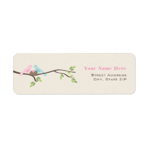 Mummy & Daddy Birds Pink Egg Baby Shower Return Address Label