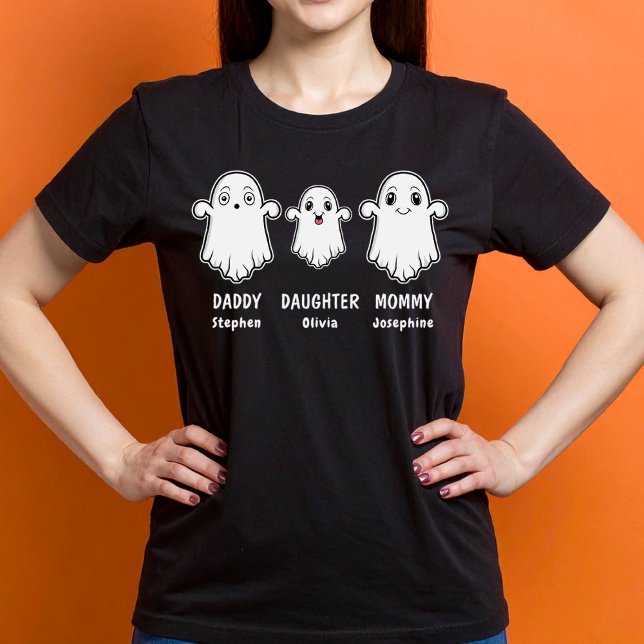 Mummy Daddy Daughter 3 Person Ghost Family T-Shirt (Disclaimer: This image is a digital mockup.)