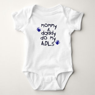 Mummy & Daddy do my ADLs blue handprint OT baby Bodysuit