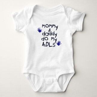 Mummy & Daddy do my ADLs blue handprint OT baby Bodysuit