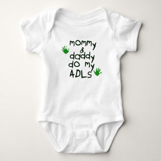 Mummy & Daddy do my ADLs green handprint OT baby Bodysuit