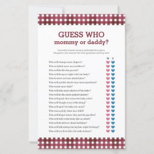Mummy Daddy Guess Who Baby Shower Game Paper Sheet