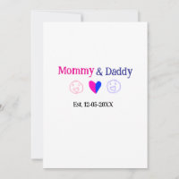 Mummy & Daddy new parents add name date heart blue