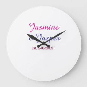 Mummy & Daddy new parents couple name est. year Large Clock