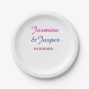 Mummy & Daddy new parents couple name est. year Paper Plate