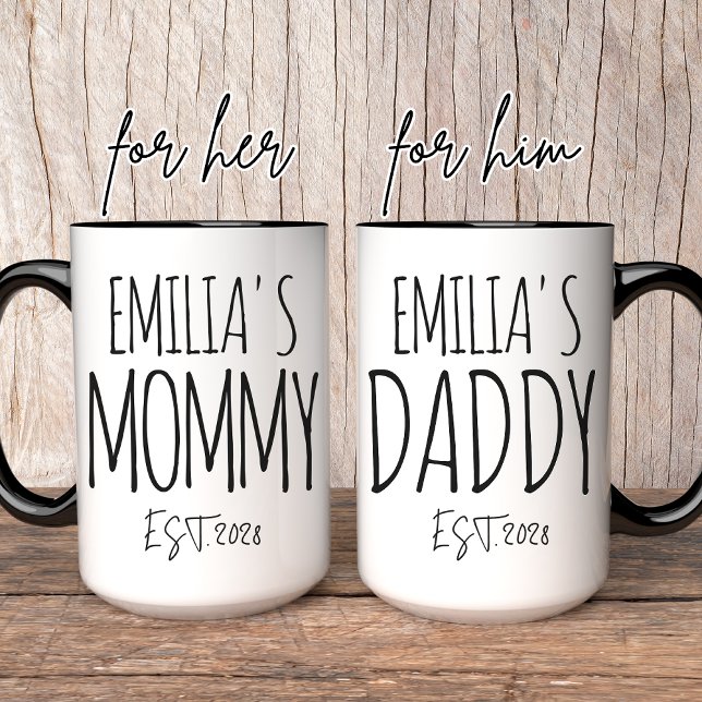 Mummy & Daddy Personalised Mug | New Mum Gift (mommy and daddy mug, personalized mommy mug, custom daddy mug, mug for mom, mug for dad,)