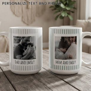 Mummy & Daddy Sage Stripes Mother’s Day Custom Coffee Mug