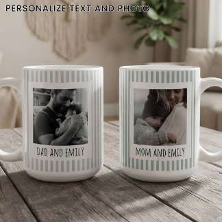 Mummy & Daddy | Sage Stripes Mother’s Day Custom Coffee Mug