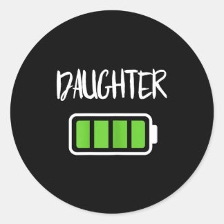 Mummy daughter battery shirt full battery energy classic round sticker