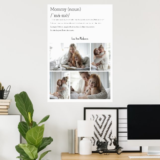 Mummy Definition Personalised 4 photo collage Poster (Home Office)