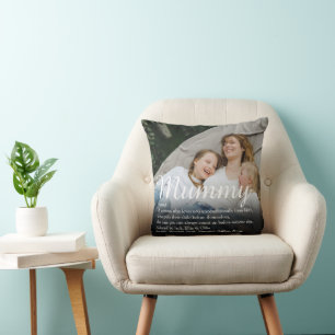 Mummy Definition Quote Elegant Script Photo Throw  Cushion