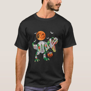 Mummy Dinosaur T Rex Moon Pumpkin Candy Halloween T-Shirt