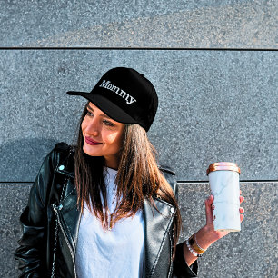 Mummy Distressed Black Embroidered Baseball Cap