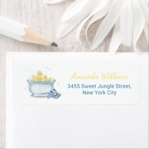 Mummy Duck Bathtub Baby Shower Return Address Label