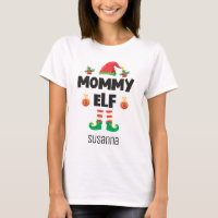 Mummy elf family matching christmas outfit name