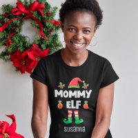 Mummy elf family matching christmas outfit name