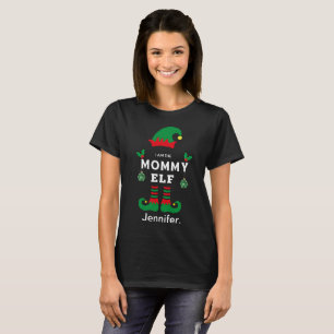 Mummy elf family matching christmas outfit name T- T-Shirt