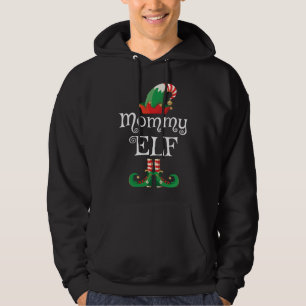 Mummy Elf Women Matching Family Elf Mum Xmas Pjs Hoodie