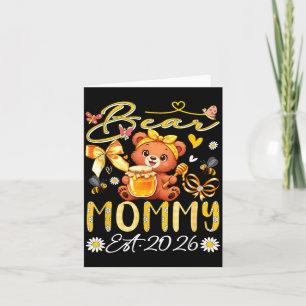 Mummy Est 2026 Floral Bow Tie Mothers Day Bear Card