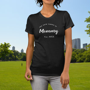 Mummy Est Year White New Baby Announcement T-Shirt