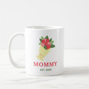 Mummy Established Since Floral Bouquet Cute Coffee Mug