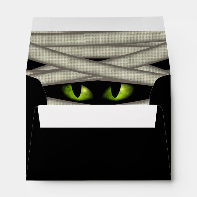 Mummy Eyes Halloween Green/Black ID685 Envelope (Back (Bottom))