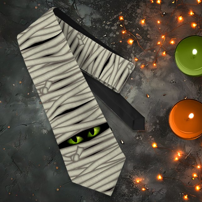 Mummy Eyes Halloween Green ID685 Tie (Creator Uploaded)
