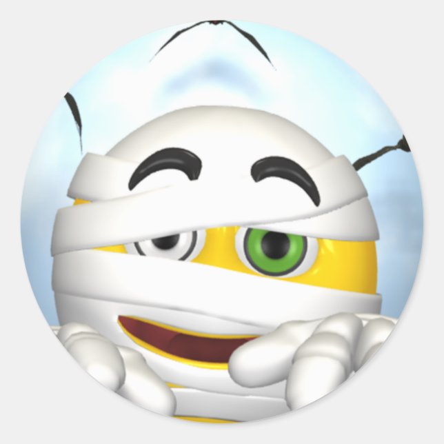 mummy face classic round sticker (Front)