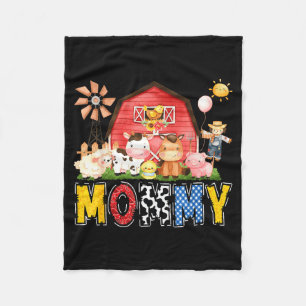 Mummy Farm Cow Birthday Boy Matching Family Party Fleece Blanket