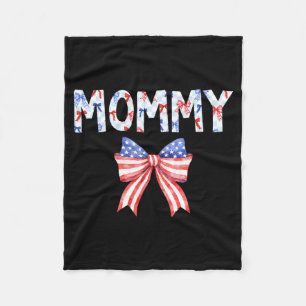 Mummy Flag Bow Birthday 4th of July Family Party Fleece Blanket