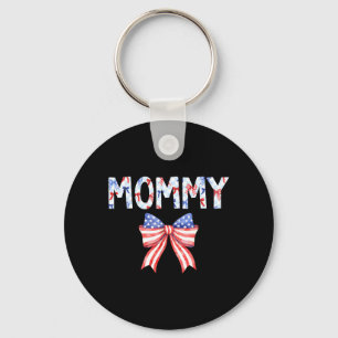 Mummy Flag Bow Birthday 4th of July Family Party Key Ring