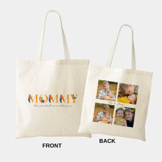 Mummy Floral Custom Photo Shopping Tote Bag