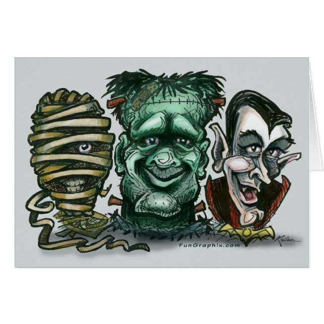 Mummy Frankenstein Dracula Card (Front Horizontal)