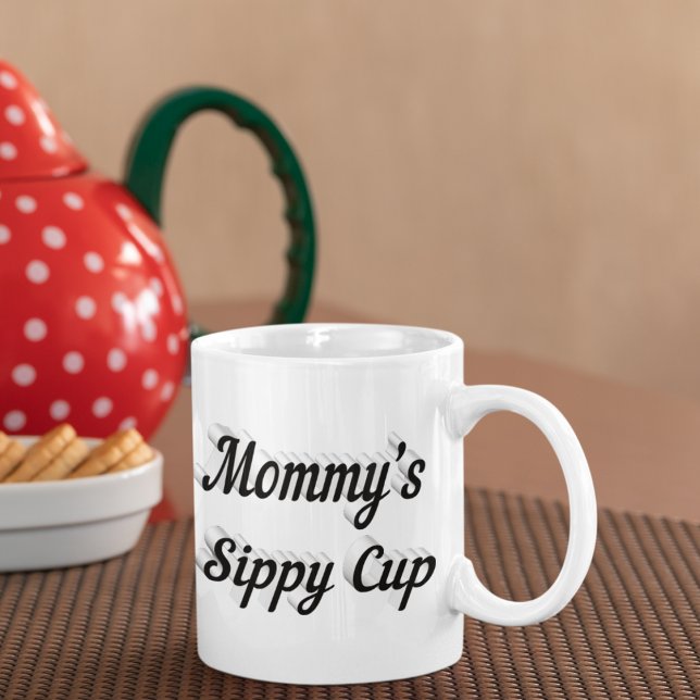 Mummy funny coffee quote black half text mug (Creator Uploaded)