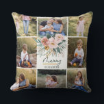 mummy gift 8 photo pink girly beautiful floral cushion<br><div class="desc">mummy gift 8 photo simple modern script typography pillow gift plum purple girly design.</div>