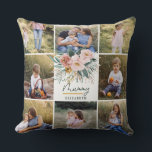 mummy gift 8 photo pink girly beautiful floral cushion<br><div class="desc">mummy gift 8 photo simple modern script typography pillow gift plum purple girly design.</div>