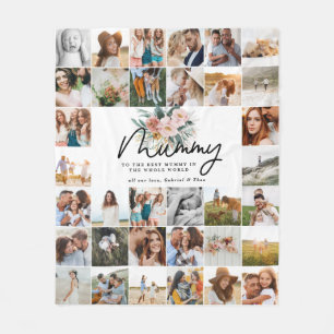 mummy gift multi photo beautiful floral fleece blanket