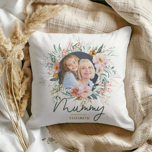 mummy gift photo watercolour floral mothers day cushion